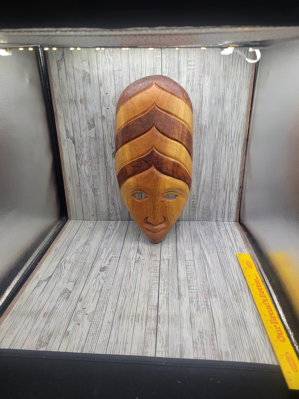 Vintage Hand Carved Chevron Tribal Wooden Mask - Bojo Wall Decor